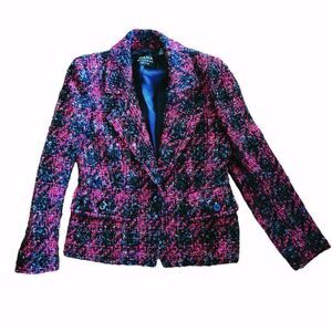 Dana Buchman Tweed Boucle Wool Blend Multicolored Blazer petite